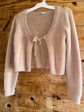 Hollister Soft Knit Tie-Front Cropped Sweater Cardigan